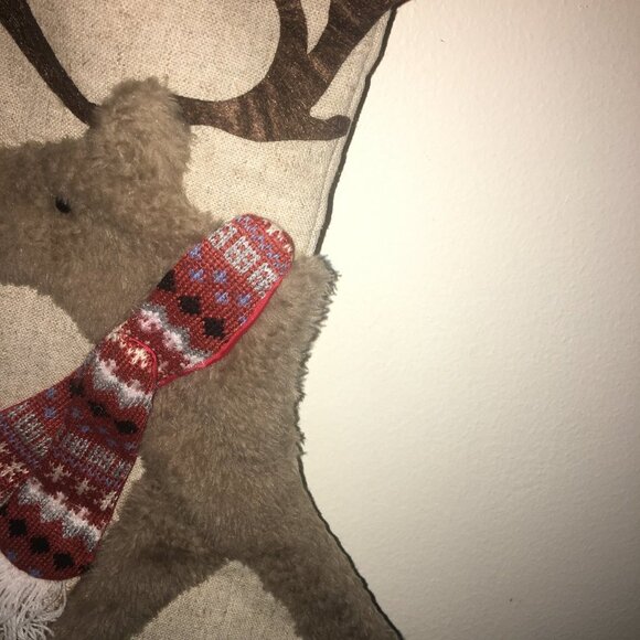 NWOT Holiday Christmas Reindeer Stocking L Cream - Picture 4 of 7